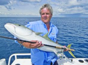Barry Goode with a 15kg bay kingfish taken on a G.Loomis Pro Blue rod and Pflueger reel.